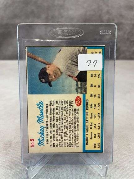 Mickey Mantle Post cereal card 1962
