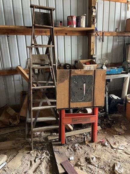Wooden ladders & table saw