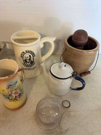 Avon cologne, glassware, and miscellaneous decor