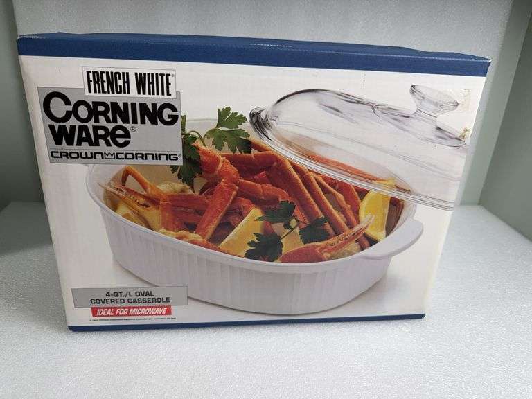 New French White Corning Ware 4 Qt Oval Covered Casserole