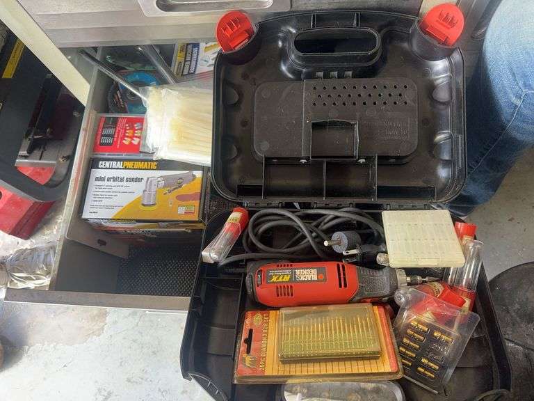 Drawer with Rotary Too, Sander, Misc Parts and Pieces