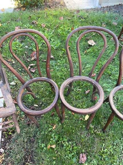 (5) wooden chairs - all missing seats