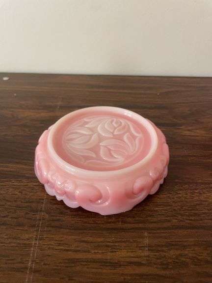 Pink Fenton flower dish