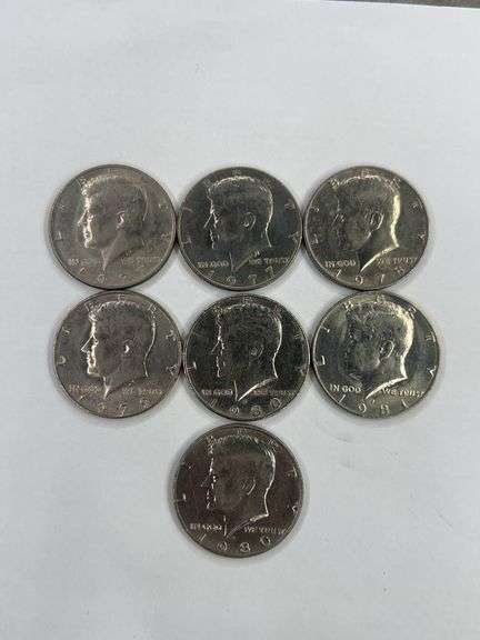 1977, 1977-D, 1978, 1979, 1980-D, 1981-P, 1981-D Kennedy Half Dollars
