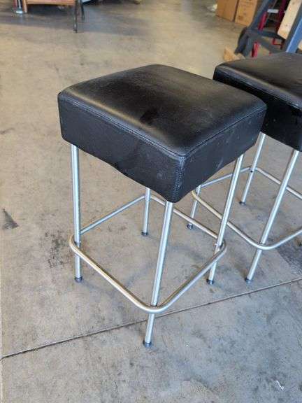 (2) 25" Ikea black stools - dirty