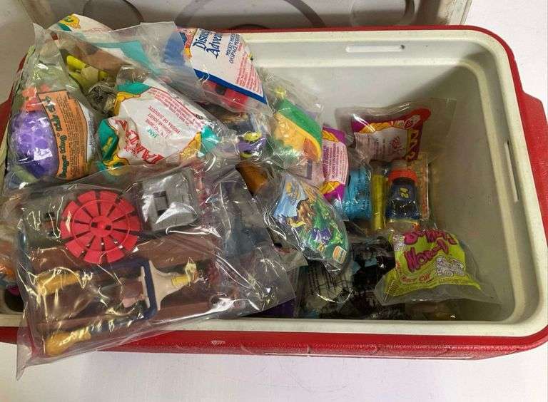 Assortment of Happy Meal Toys w/ Cooler
