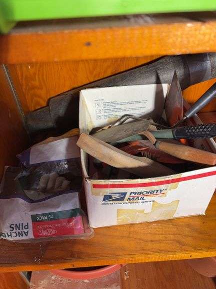 (3) shelves of gardening items including planters, sprinklers, small hose & more