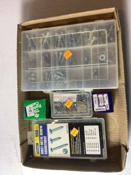 2 boxes - screw assortment, pliers, zip ties