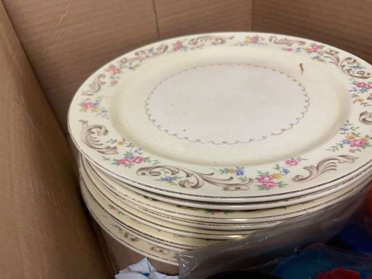 Glass plates, stem glassware, tin plates, and more