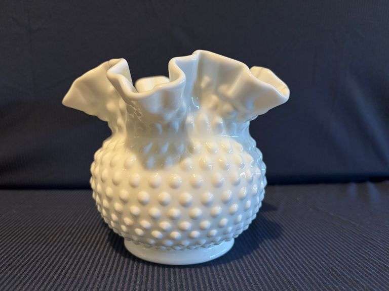 6" Fenton Hobnail milk glass Vase
