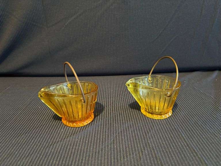 (2) - Glass Coal Bucket Ashtrays