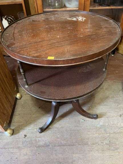 Round Two-Tier Wooden Table