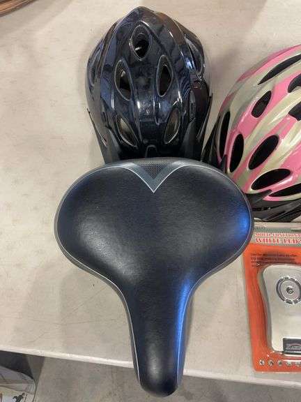 Bicycle helmets, seat, and bicycle parts