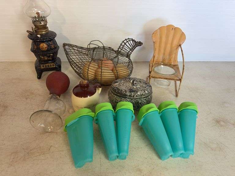 Avon cologne, glassware, and miscellaneous decor