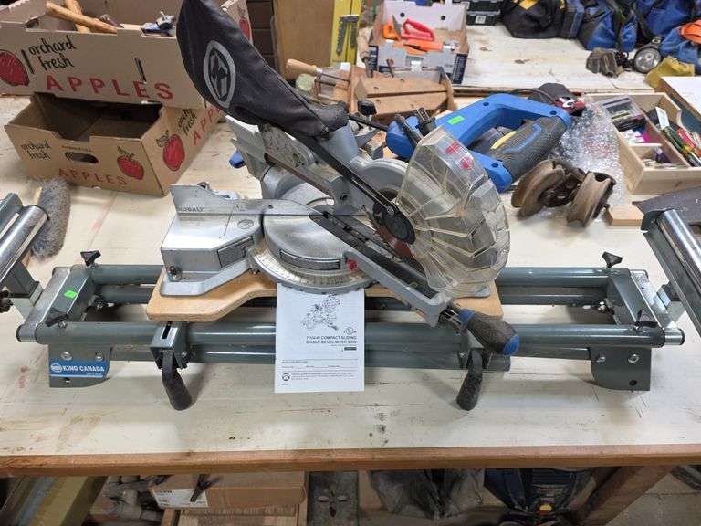 Cobalt 7- 1/4 in Compact sliding single bevel miter saw. With stand