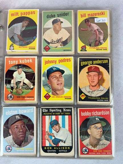 1959 Topps 180+ Card Lower Grade Starter Set With Stars - F to VG