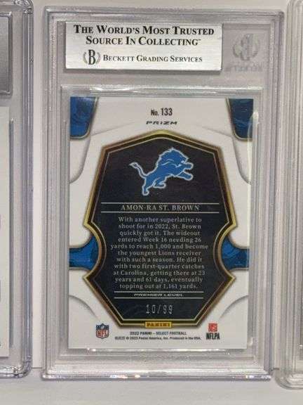 2022 Donruss Optic Nico Collins Aqua (CGC 10), 2022 Select Amon Ra St. Brown Prizm Light Blue (BGS 8