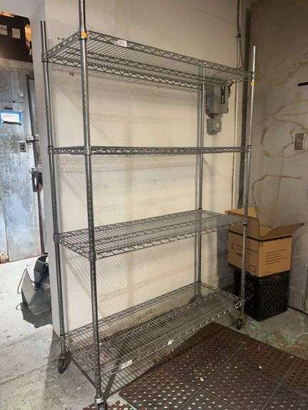 Rolling Metal Shelving Unit (4 Shelves)