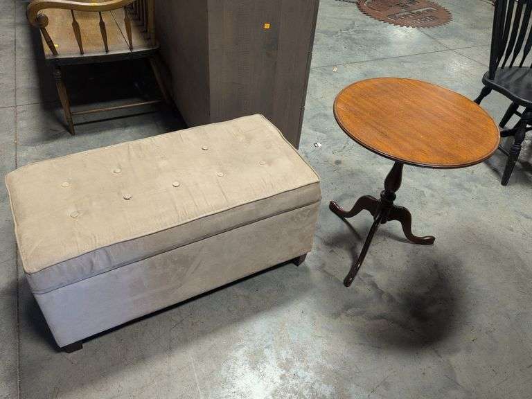 Storage ottoman and wooden end table