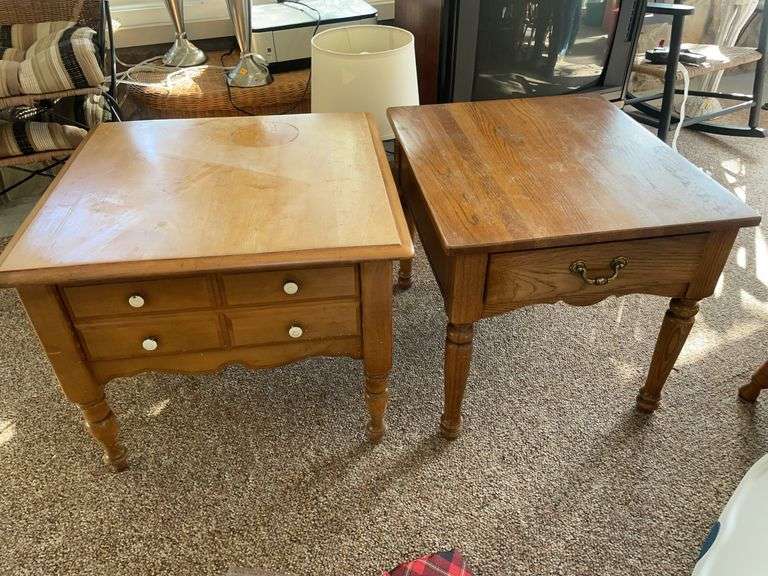 (2) wooden end tables