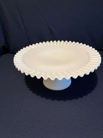 Fenton milk glass hobnail cake plate