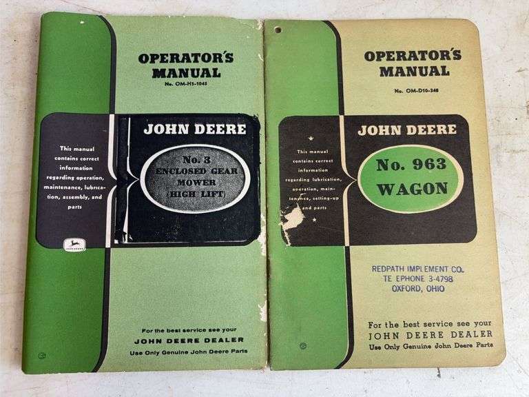 (5) Vintage John Deere operator's manuals