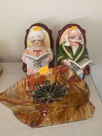 Rock Clock, Lefton Ceramic Retirement Fund Money Banks