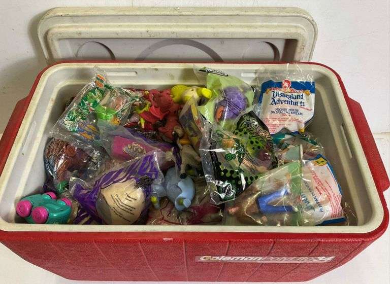 Assortment of Happy Meal Toys w/ Cooler
