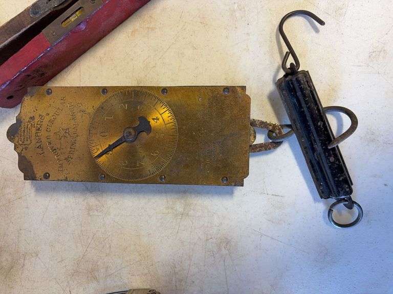 Vintage items - ladles, levels, utensils, strainers, and more