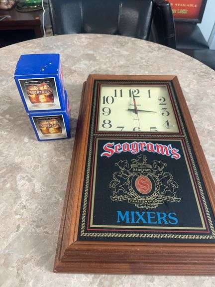 Seagrams Bar Decor With 2 Glasses