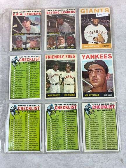 1964 Topps BB 9 Card Special Nice Lot - LLers, Stars and X-Lists EX- to EXMT