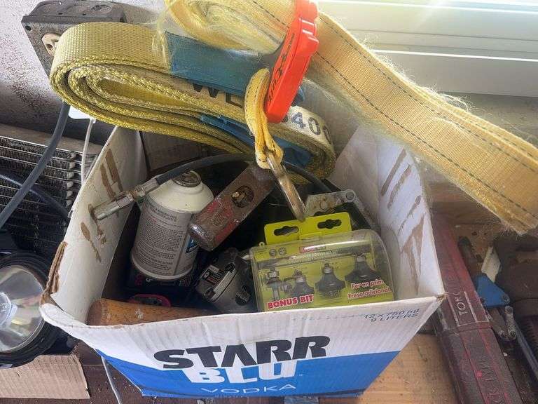 Tie Down Straps, Ryobi Router Bits, Tools