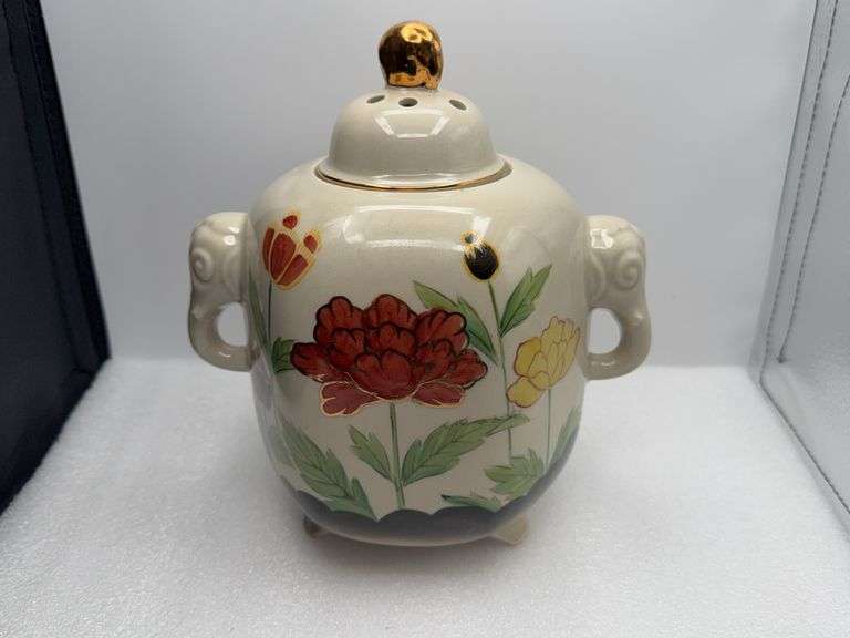 Porcelain Ginger Jar Andrea By Sadek With Elephant Heads