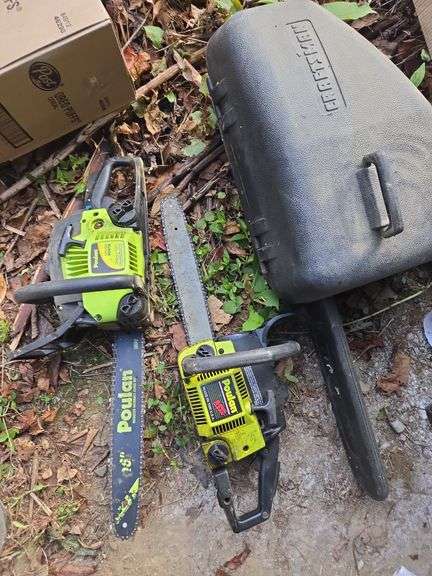 (2) Poulan chainsaws w/ Craftsman case