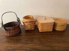 (1) Longaberger, (2) Royce Craft, and miscellaneous small baskets