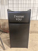 Restaurant Trash Can Cabinet with Tray Holder - Thank You Trash Can