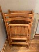 (3) wooden folding chairs and card table