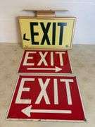 (3) Exit signs - (2) metal