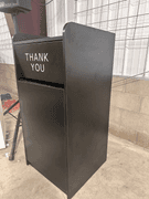 Restaurant Trash Can Cabinet with Tray Holder - Thank You Trash Can