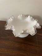 Fenton basket and (3) other silver crested dishes