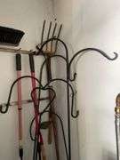 Hand tools including rakes, broom, shovel, shepherds hooks & more