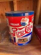 2-piece roasting pan w/ box, (2) pots, Pepsi-cola tin & misc.