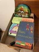 Decorative plates and vintage books