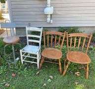 (4) chairs - wicker seat, swivel & others