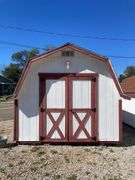 10x12 white and red storage barn - contents not included