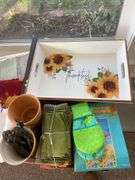 Seasonal decor including thankful tray, dish towels, seashells, planters & more