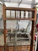 Baby crib, room divider missing inside & wooden shelf