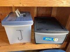 Igloo & Coleman coolers & (2) plastic storage totes