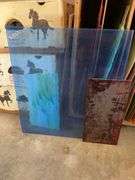 Large amount of stained glass pieces - large pieces are 24x26