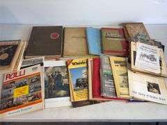 Box of vintage magazines, comic books, and local items - Swiss Festival, Amish Country, Classics Ill